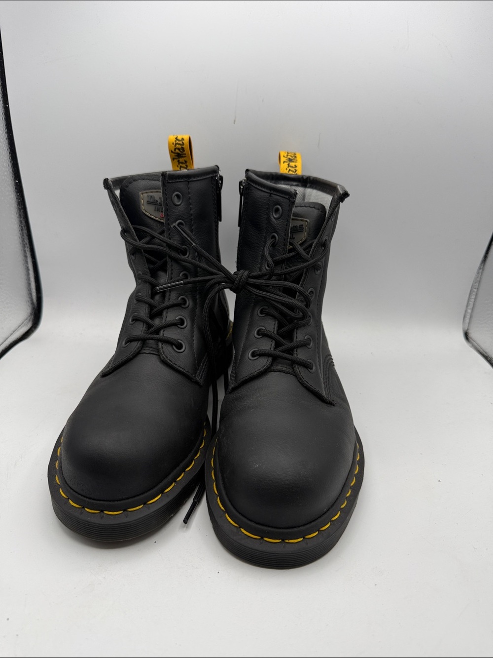 Dr. Martens Maple Zip industrial steel toe Leather 8-Eye Lace-Up Boots S1